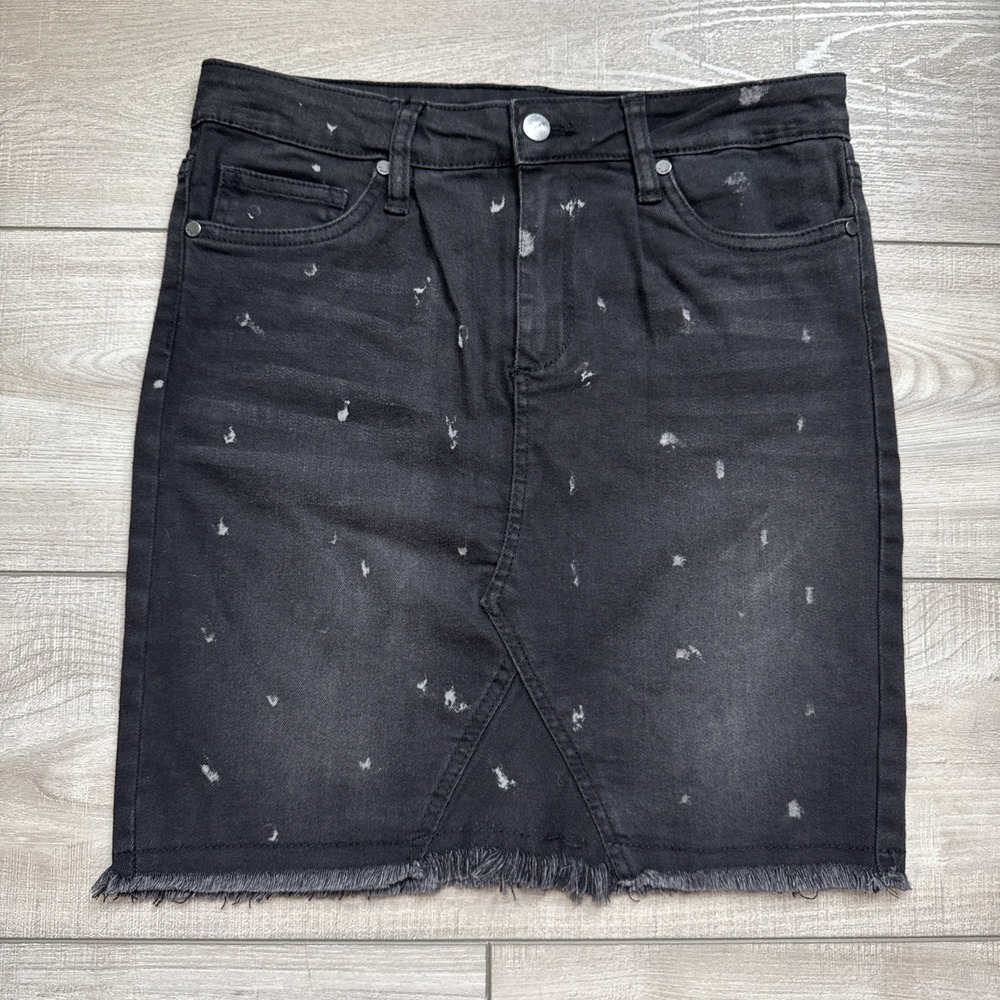 Joe's Jeans Black Frayed Hem Distressed Denim Mini Skirt Kid Girls 16 Whimsigoth